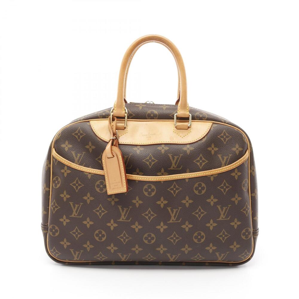 Louis Vuitton Deauville Bowling Vanity Top Handle Bag Canvas Leather Brown